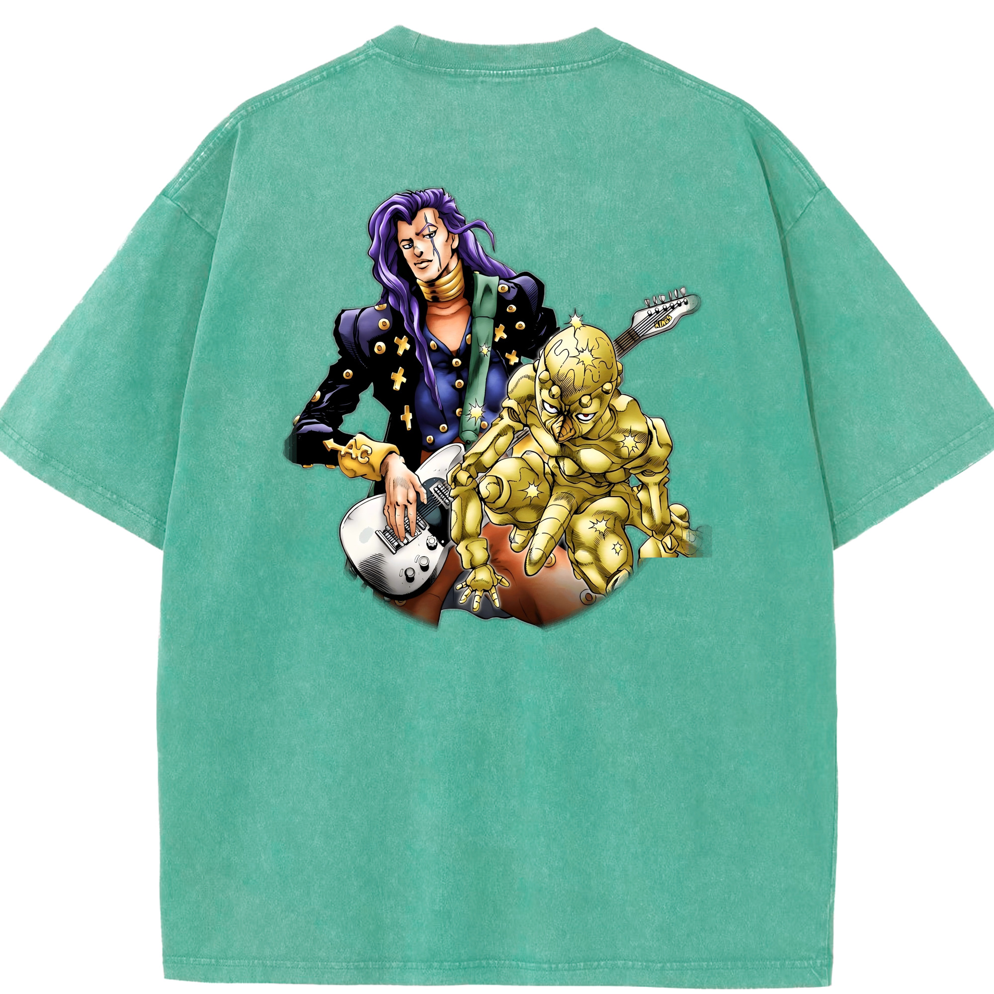 （画像用） ジョジョの奇妙な冒険 おといし あきら JoJo's Bizarre Adventure Akira Otoishi 綿100% ヴィンテージ風 半袖Tシャツ（背面プリント）